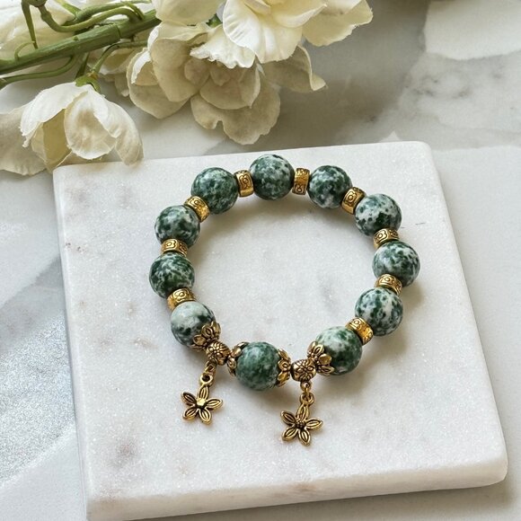 Hot selling! Green jasper stretch bracelet, gemstones, boho, healing stones, hip - Picture 2 of 3
